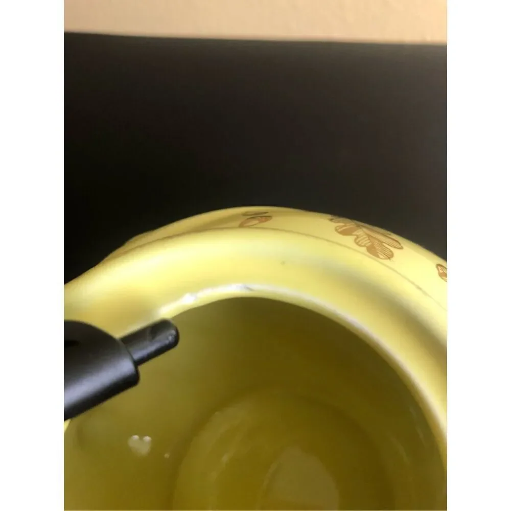 Retro Hall Teapot Canary Gold Label Parade Hook Yellow With Gold Oak Leaves 1950